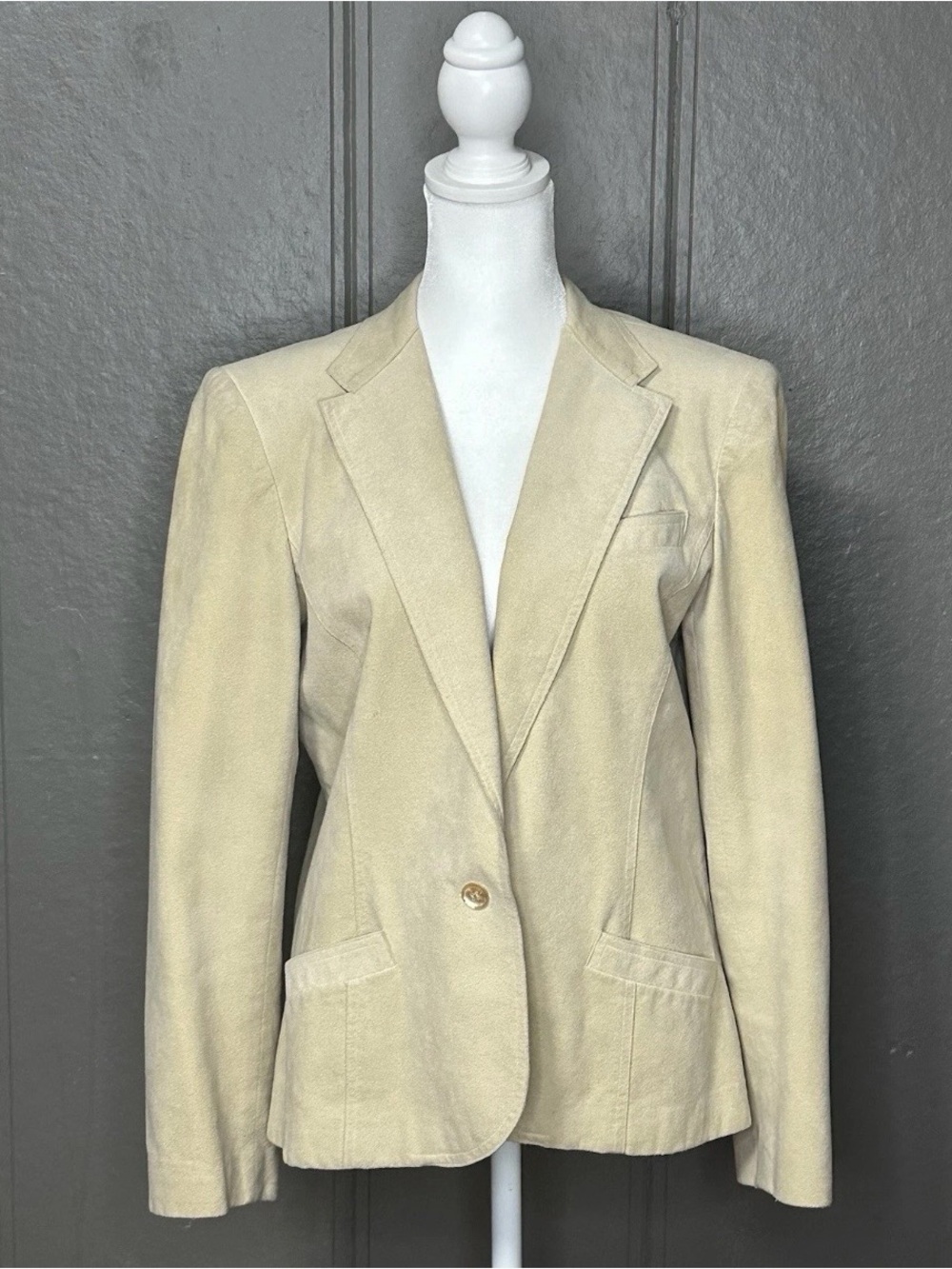 Vintage Abe Schrader Beige Simulated Suede Blazer